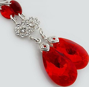 CRYSTALS EARRINGS PENDANT SIAM FEEL GLOSS STERLING SILVER
