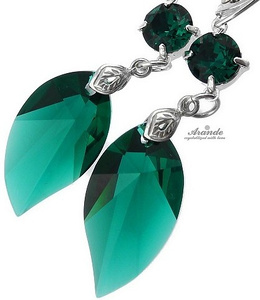 CRYSTALS BEAUTIFUL EMERALD EARRINGS PEDNANT STERLING SILVER