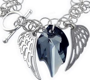 Unikat bransoletka Kryształy Crystals Night Angel Wing Srebro