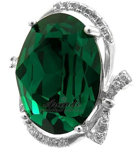 Kryształy Special Piękny Pierścionek Emerald Srebro