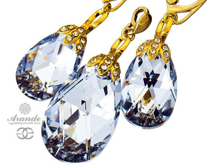 CRYSTALS DECORATIVE EARRINGS PENDANT COMET SPECIAL GOLD PLATED STERLING SILVER