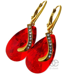 CRYSTALS *SIAM SENTI GOLD* UNIQUE EARRINGS 24K GOLD PLATED SILVER
