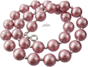 CRYSTALS BEAUTIFUL NECKLACE POWDER ROSE PEARL STERLING SILVER 925