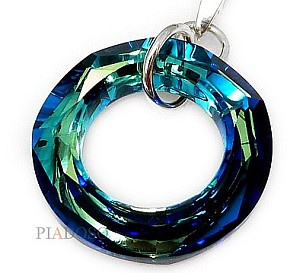 Kryształy Piękny Wisiorek Srebro Bermuda Ring Łańcuszek