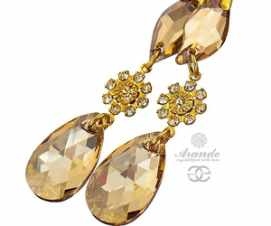 CRYSTALS UNIQUE EARRINGS GOLDEN BELLA GOLD PLATED STERLING SILVER