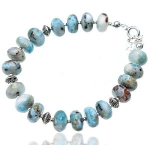 Naturalny Larimar Przepiękna Bransoletka Srebro