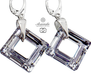 CRYSTALS EARRINGS COMET SPECIAL SQUARE STERLING SILVER