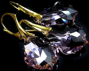 Kryształy Komplet Złote Srebro Fiolet 22mm