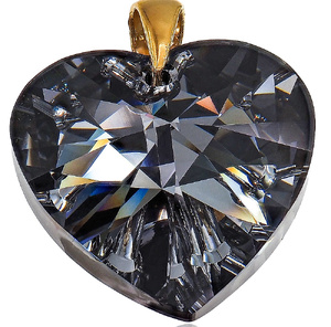 Kryształy piękny WISIOREK serce SILVER NIGHT złote SREBRO