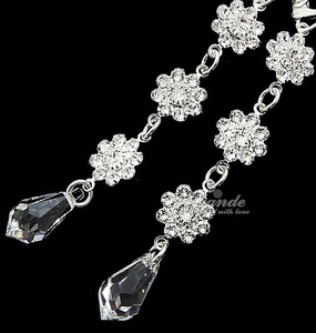 NEW CRYSTALS CRYSTALS *CRYSTAL FEEL LONG* EARRINGS STERLING SILVER 925