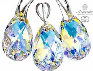 Kryształy piękny komplet AURORA SREBRO