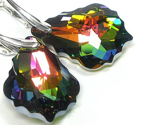 Kryształy piękne kolczyki SREBRO Vitrail Medium