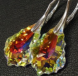 CRYSTALS EARRINGS AURORA BAROQUE STERLING SILVER