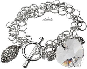 CRYSTALS BEAUTIFUL BRACELET CRYSTAL HEART STERLING SILVER 925