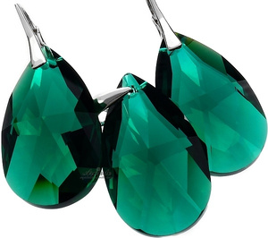 CRYSTALS BEAUTIFUL EARRINGS PENDANT EMERALD STERLING SILVER 925