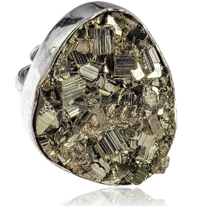 PYRITE BEAUTIFUL RING STERLING SILVER SIZE 10-20 (1)