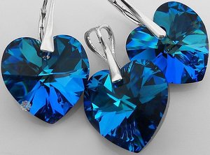 Promocja Kryształy Piękny Komplet Blue Srebro