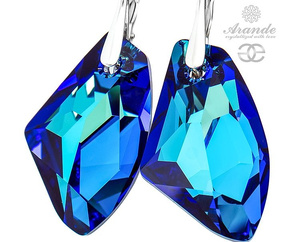 Kryształy piękne kolczyki GALACTIC BERMUDA BLUE SREBRO