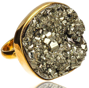 PYRITE BEAUTIFUL RING STERLING SILVER SIZE 10-20 (1)