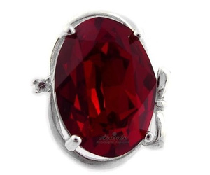Kryształy Przepiękny Czerwony Pierścionek Srebro