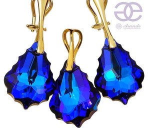 CRYSTALS CRYSTALS *HELIO GOLD* EARRINGS+PENDANT GOLD PLATED STERLING SILVER