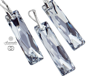 NEW CRYSTALS LARGE EARRINGS PENDANT COMET QUEEN BAGUETTE STERLING SILVER