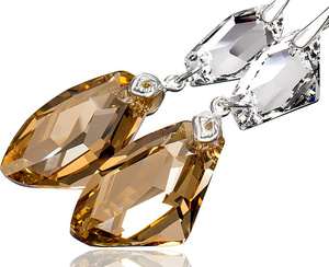 Kryształy piękne długie kolczyki GOLDEN MOONLIGHT