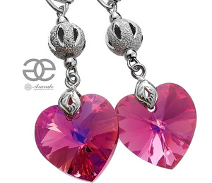 CRYSTALS BEAUTIFUL EARRINGS ROSE FANTASIA STERLING SILVER 925