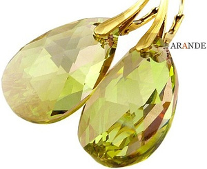 Nowe Kryształy Piękne Kolczyki Lumin Green Gold