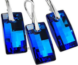 NEWEST EARRINGS+PENDANT CRYSTALS CRYSTALS *URBAN BLUE* STERLING SILVER 925