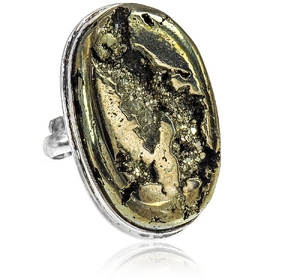 PYRITE BEAUTIFUL RING STERLING SILVER SIZE 10-20 (1) (1) (1)