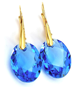 UNIQUE EARRINGS CRYSTALS CRYSTALS *AQUAMARINE AB* STERLING SILVER (1) (1) (1) (1)