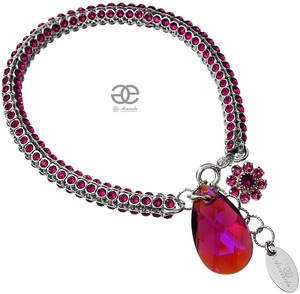 NEW UNIQUE BRACELET CRYSTALS CRYSTALS *FUCHSIA CRYSTALLIZED* SILVER 925