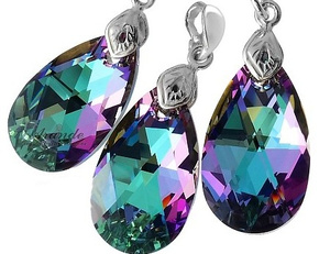 CRYSTALS CRYSTALS VITRAIL EARRINGS+PENDANT CRYSTAL STERLING SILVER 925