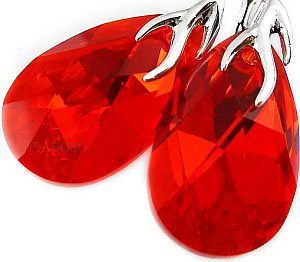 Nowe Kryształy Piękne Ozdobne Kolczyki Srebro Red