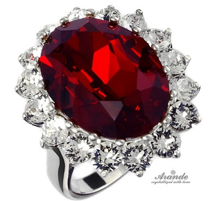KATE RING CRYSTALS CRYSTALS *ROYAL RED* STERLING SILVER 925 CERTIFICATE