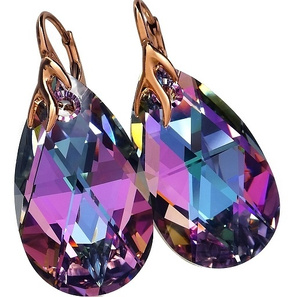NEW! CRYSTALS EARRINGS *VITRAIL* ROSE GOLD SILVER 925 CERTIFICATE