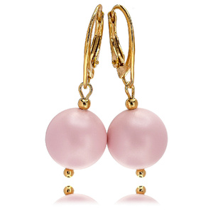 Wyjątkowe Perły Kryształy Kolczyki Pastel Rose Pearl Złote Srebro Certyfikat