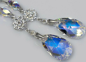 Kryształy piękne długie kolczyki AURORA