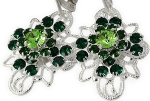Kryształy Unikat Kolczyki Emerald Venue Srebro