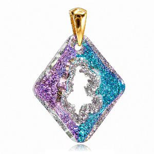 Kryształy Wisiorek Growing Crystal Rhombus Vitrail Light Złote Srebro