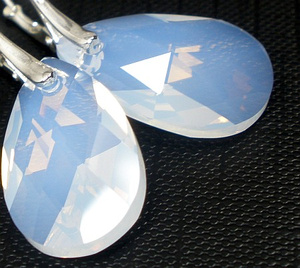 Kryształy kolczyki WHITE OPAL Certyfikat SREBRO