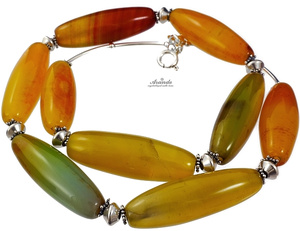 NECKLACE YELLOW AGATE SILVER 925 NATURAL GEMSTONES