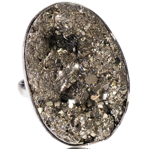 PYRITE BEAUTIFUL RING STERLING SILVER SIZE 10-20 (1) (1) (1) (1) (1)