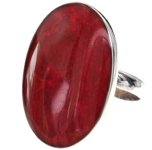 BEAUTIFUL RING NATURAL RED CORAL R10-20 STERLING SILVER (1) (1)