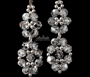 NEW CRYSTALS CRYSTALS WEDDING EARRINGS *CRYSTAL COMET* STERLING SILVER 925