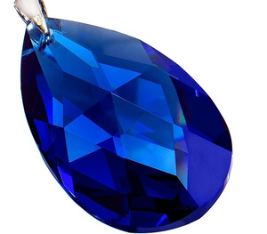 CRYSTALS LARGE SAPPHIRE PENDANT 50 MM STERLING SILVER