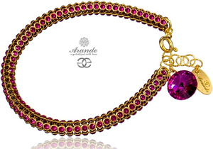 CRYSTALS BRACELET *FUCHSIA CRYSTALLIZED* GOLD PLATED SILVER