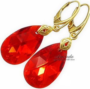 RED GOLD EARRINGS CRYSTALS CRYSTALS CERTIFICATE