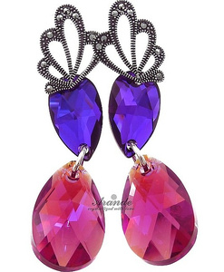 CRYSTALS SPECIAL EARRINGS FUCHSIA NEON ADORE STERLING SILVER 925